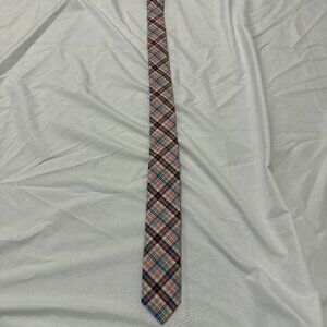 Original Penguin Men’s Tie Red Blue Plaid Slim Necktie